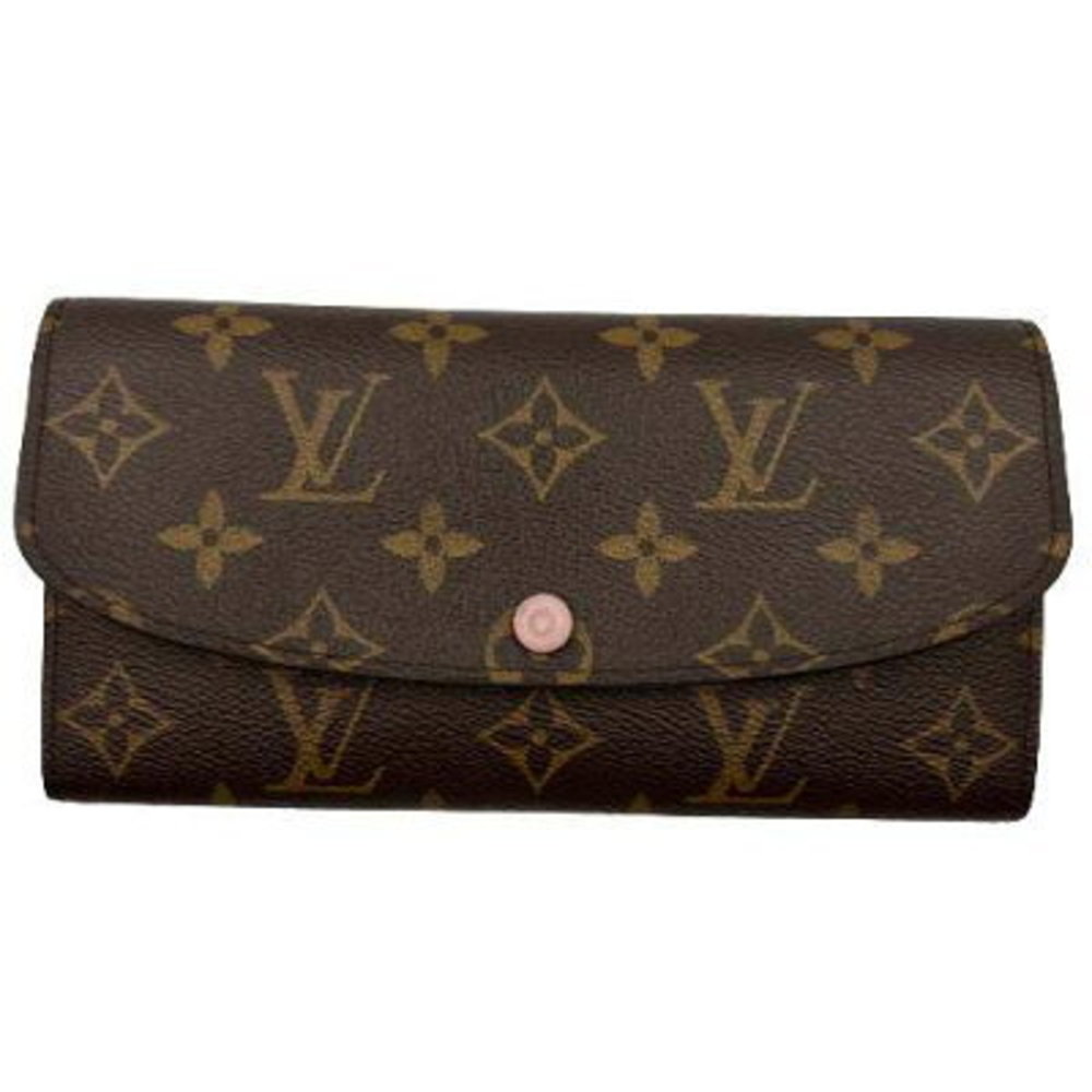 Louis Vuitton Portefeuille Emily Wallet Long Coin Bill Card Brown Pink